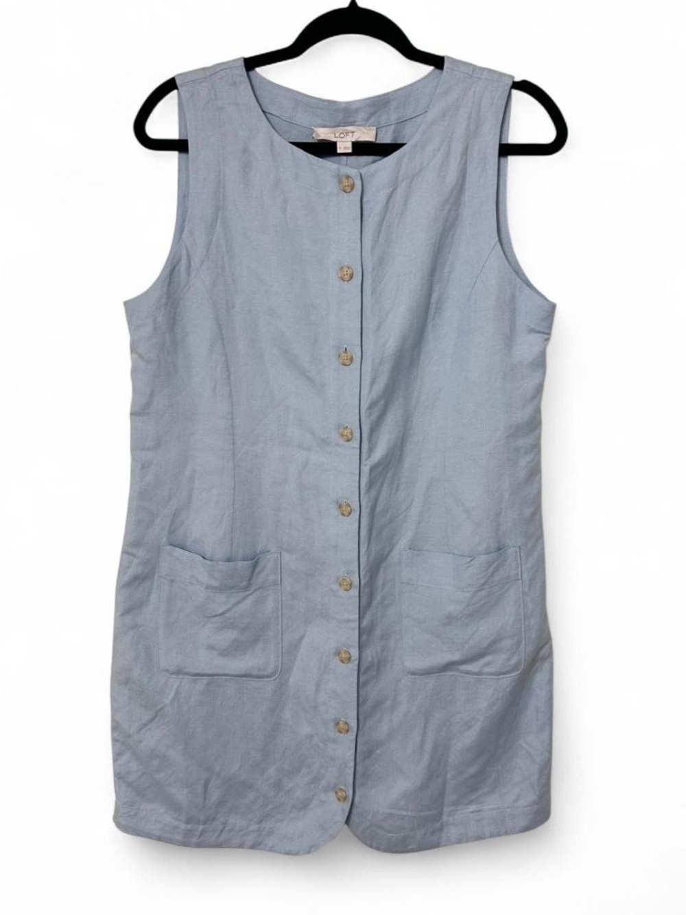 LOFT Light Blue Linen button-up Dress